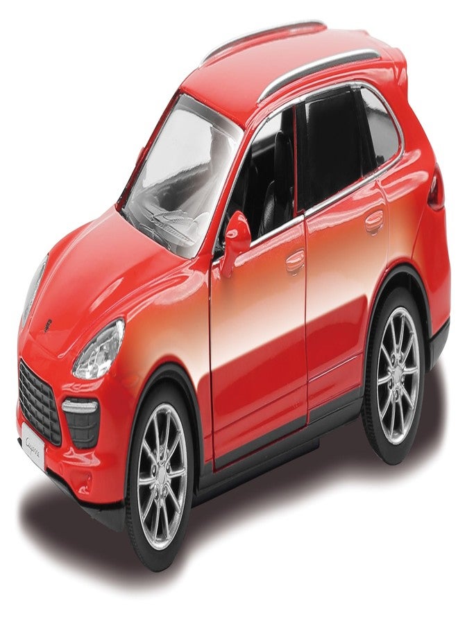 Rmz City 5 Inch Die Cast Porsche Cayenne Toy Car 1:32 Scale Model | Licensed Collectible Vehicle with Opening Doors & Pullback Action | International Series for Kids & Car Lovers | Red - Image 2